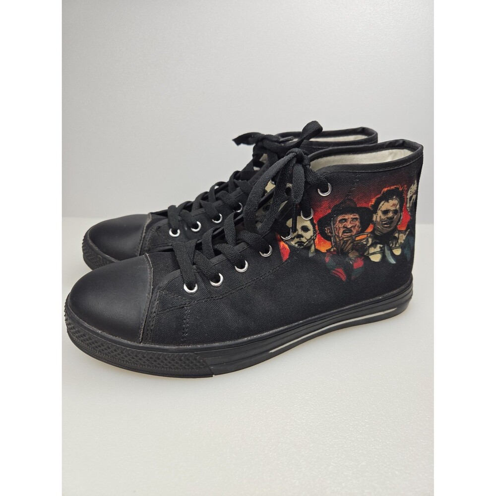 Halloween Horror Movie Legends Black Canvas High Top Sneakers Freddy Jason M7 W9 - Picture 9 of 12